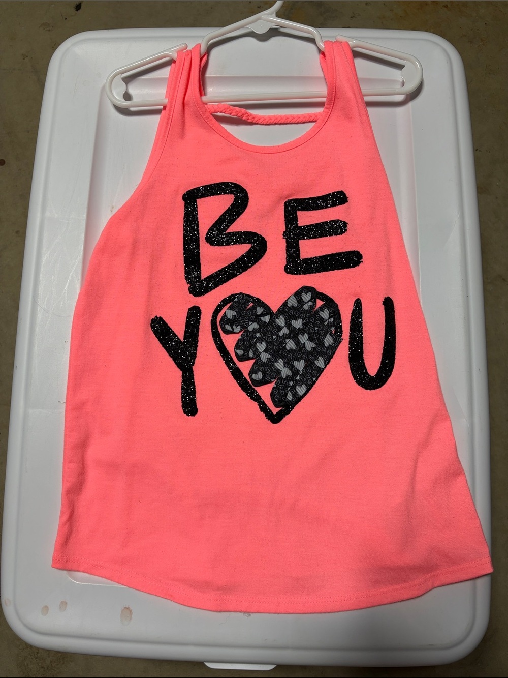 Justice Girls' Neon Pink "Be You" Graphic Tank Top
